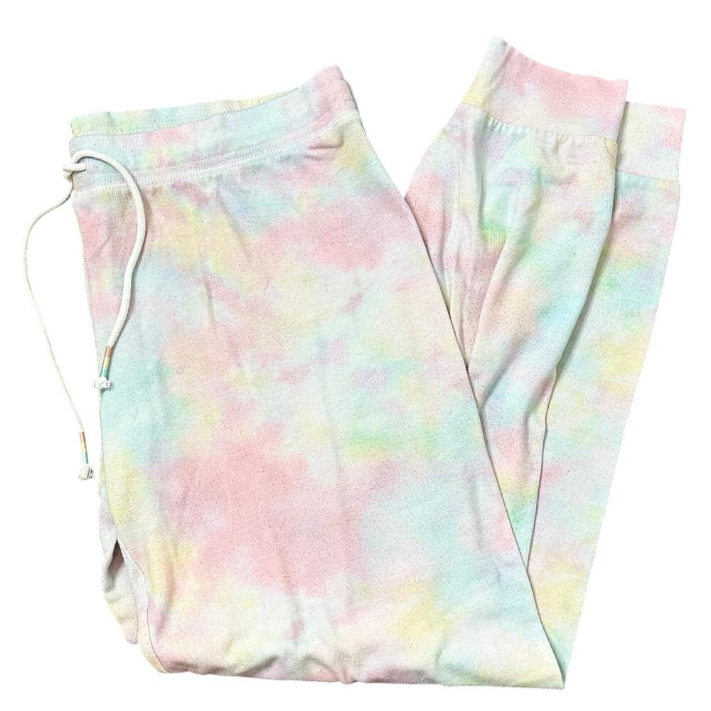 P.J. Salvage Tie Dye Rainbow Pastel Jogger Sweatpant XL Pajama Pink Blue Rayon